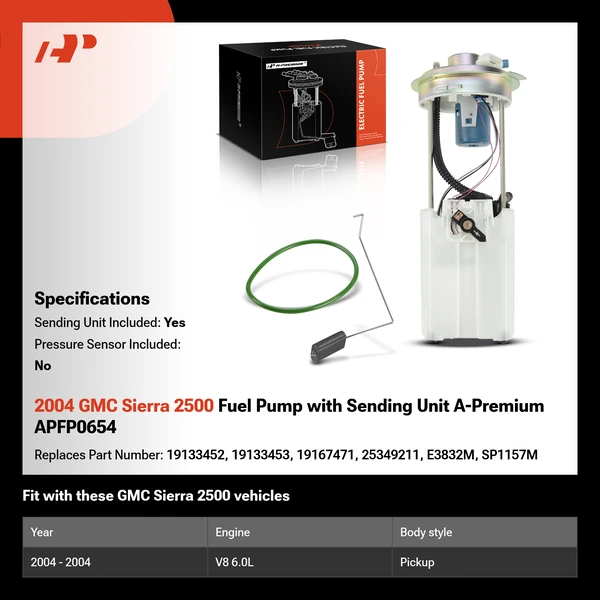 2004 GMC Sierra 2500 Fuel Pump with Sending Unit A-Premium APFP0654