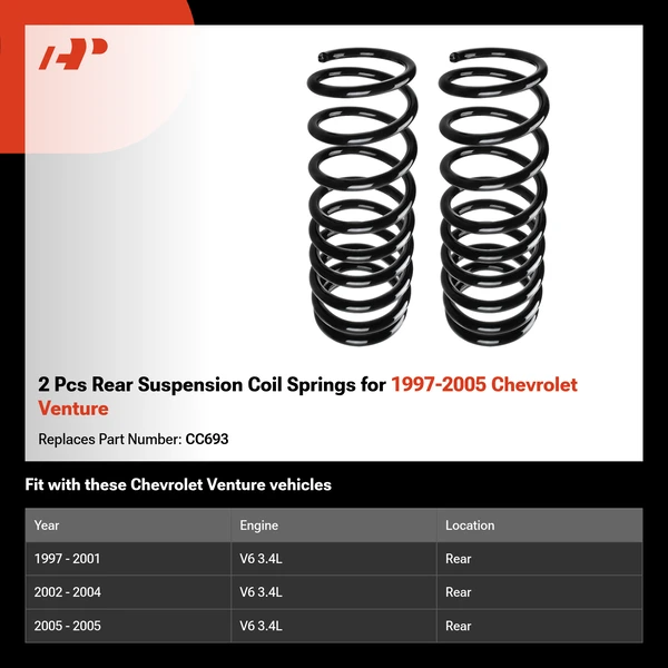 2 Pcs Rear Suspension Coil Springs for 1997-2005 Chevrolet Venture