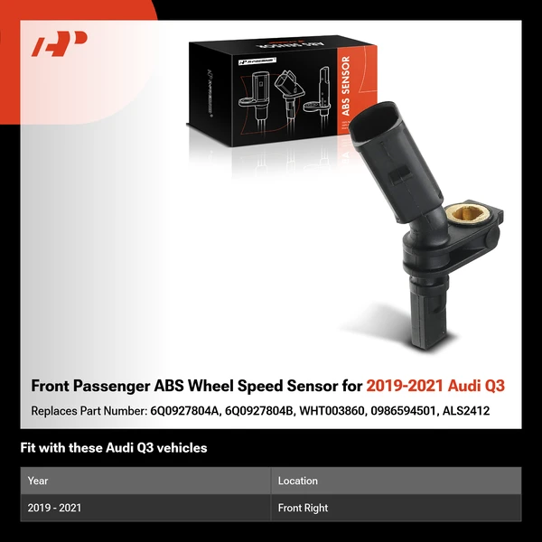 Front Passenger ABS Wheel Speed Sensor for 2019-2021 Audi Q3