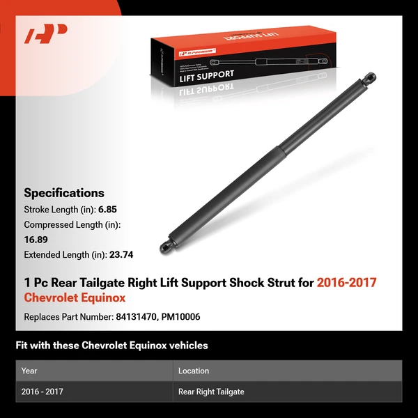 1 Pc Rear Tailgate Right Lift Support Shock Strut for 2016-2017 Chevrolet Equinox