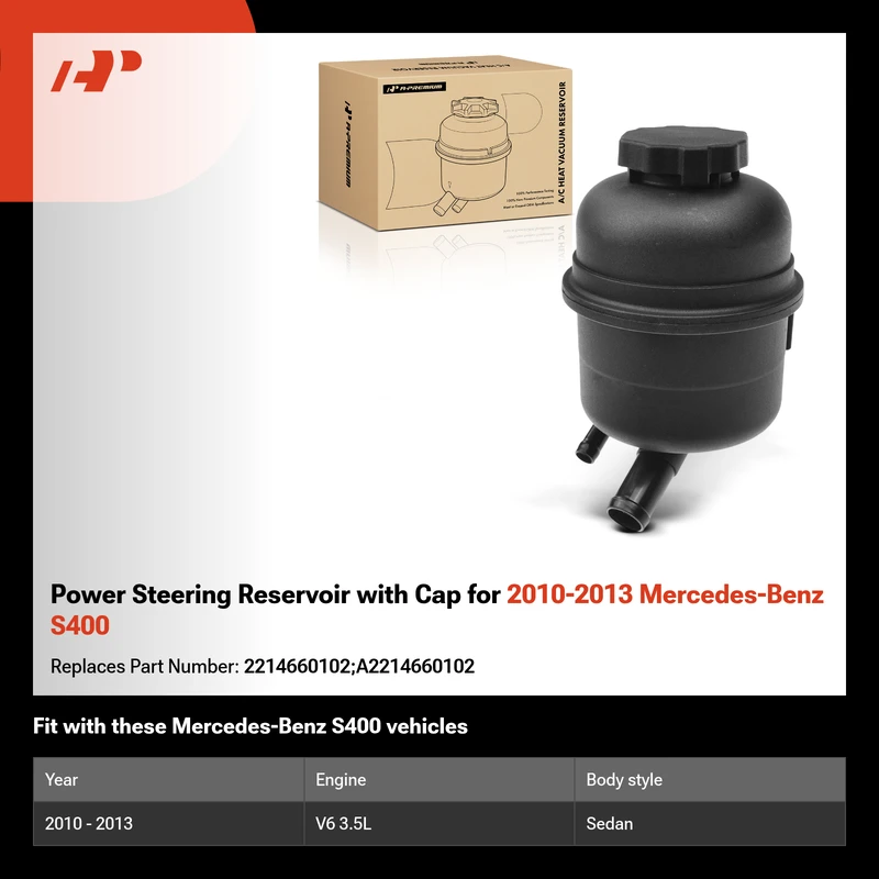 Power Steering Reservoir with Cap for 2010-2013 Mercedes-Benz S400