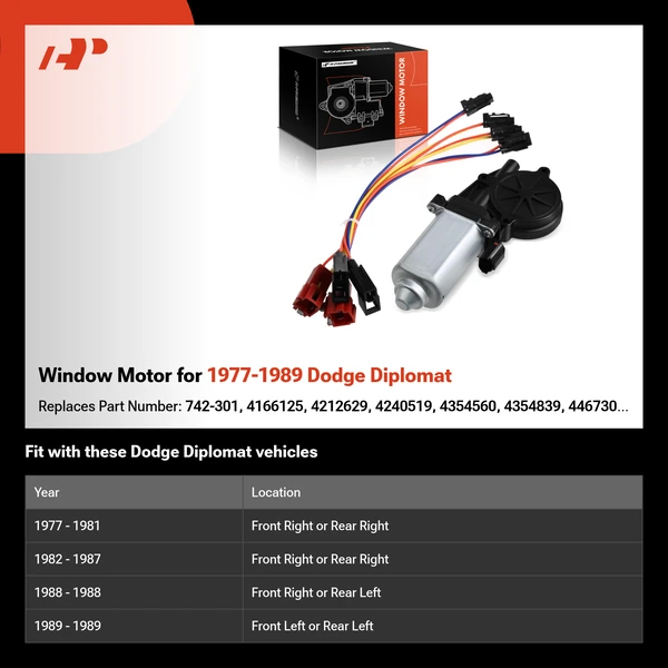 Window Motor for 1977-1989 Dodge Diplomat