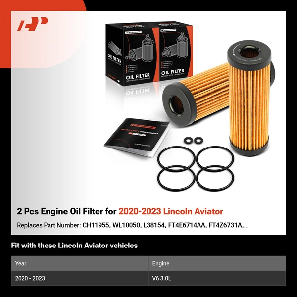 2 Pcs Engine Oil Filter for 2020-2023 Lincoln Aviator