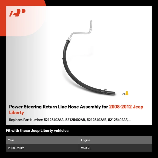 Power Steering Return Line Hose Assembly for 2008-2012 Jeep Liberty