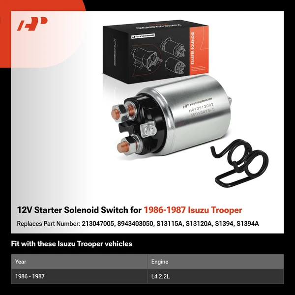 12V Starter Solenoid Switch for 1986-1987 Isuzu Trooper