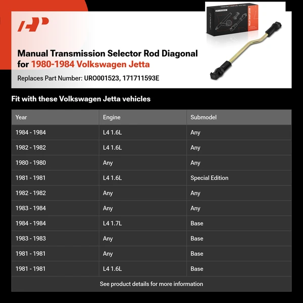 Manual Transmission Selector Rod Diagonal for 1980-1984 Volkswagen Jetta