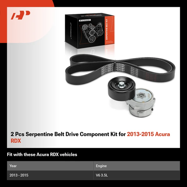 2 Pcs Serpentine Belt Drive Component Kit for 2013-2015 Acura RDX