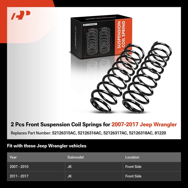 2 Pcs Front Suspension Coil Springs for 2007-2017 Jeep Wrangler