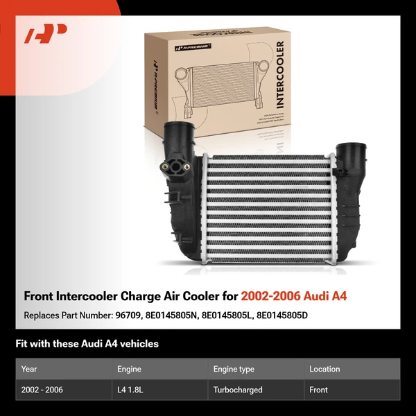 Front Intercooler Charge Air Cooler for 2002-2006 Audi A4