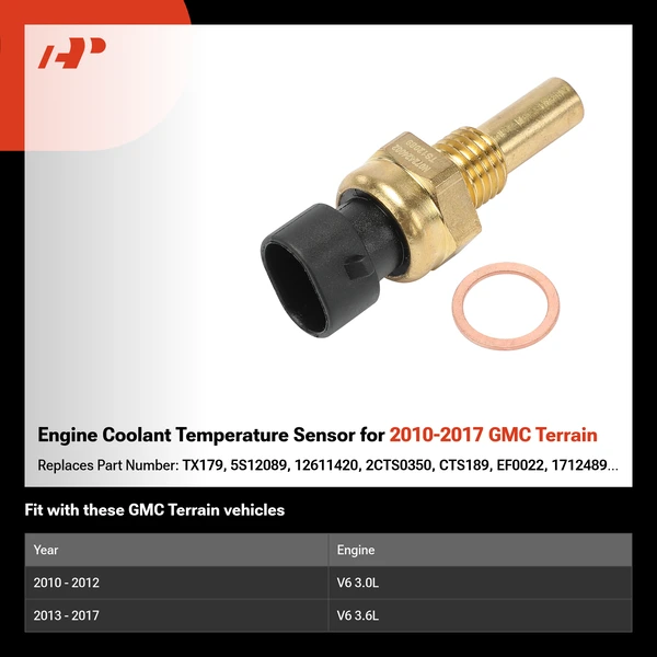 Engine Coolant Temperature Sensor for 2010-2017 GMC Terrain