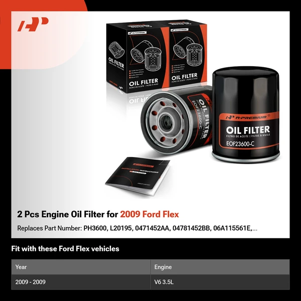 2 Pcs Engine Oil Filter for 2009 Ford Flex