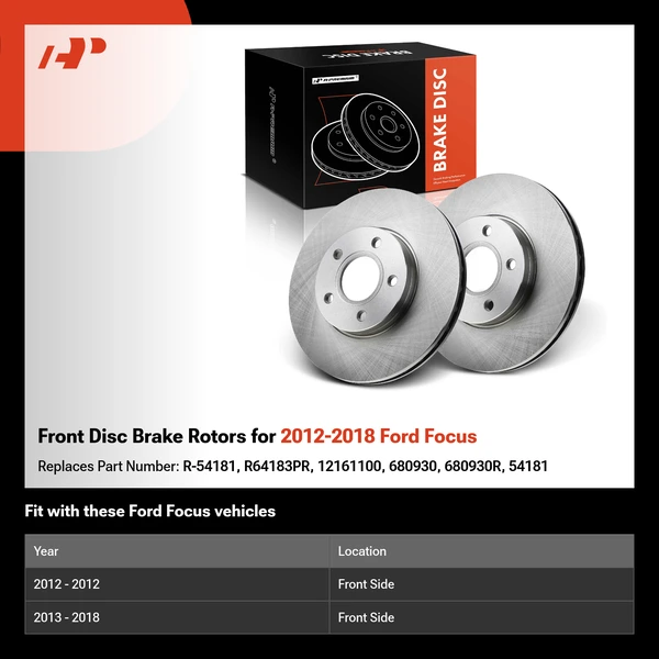 Front Disc Brake Rotors for 2012-2018 Ford Focus