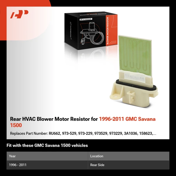 Rear HVAC Blower Motor Resistor for 1996-2011 GMC Savana 1500