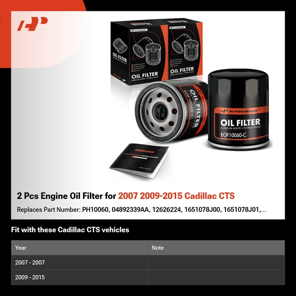 2 Pcs Engine Oil Filter for 2007 2009-2015 Cadillac CTS