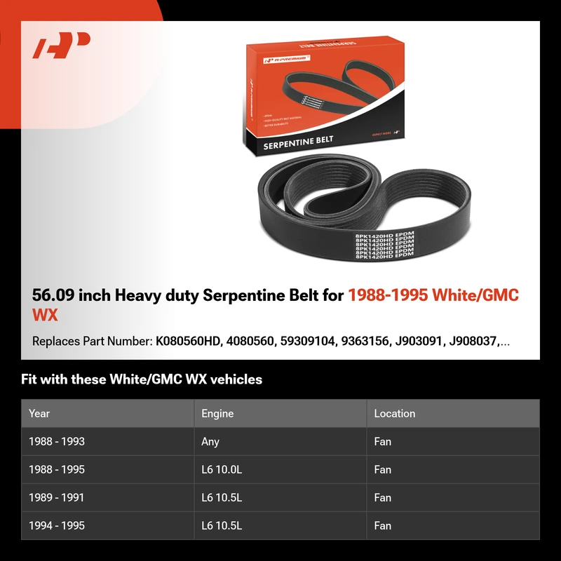 56.09 inch Heavy duty Serpentine Belt for 1988-1995 White/GMC WX