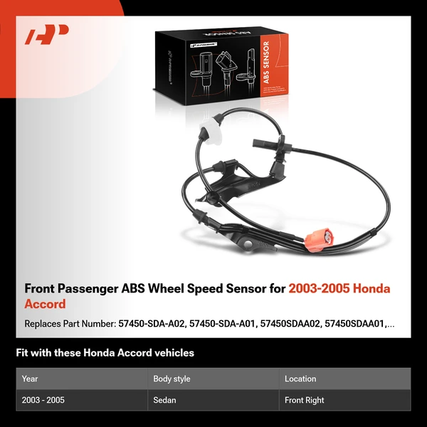 Front Passenger ABS Wheel Speed Sensor for 2003-2005 Honda Accord