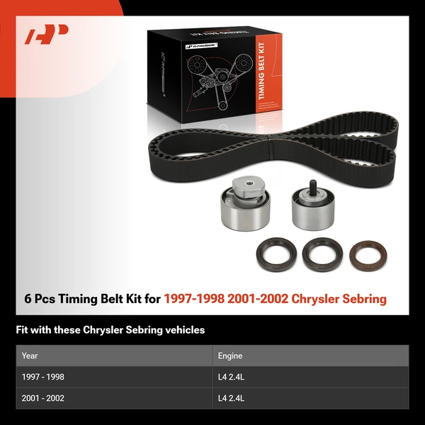 6 Pcs Timing Belt Kit for 1997-1998 2001-2002 Chrysler Sebring
