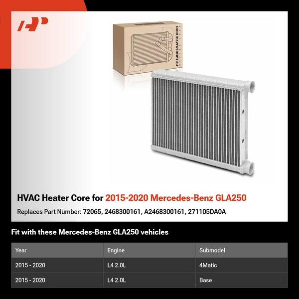 HVAC Heater Core for 2015-2020 Mercedes-Benz GLA250