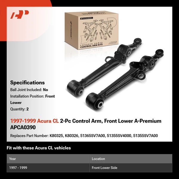 1997-1999 Acura CL 2-Pc Control Arm, Front Lower A-Premium APCA0390