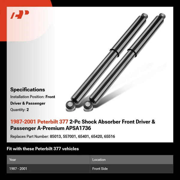 1987-2001 Peterbilt 377 2-Pc Shock Absorber Front Driver & Passenger A-Premium APSA1736