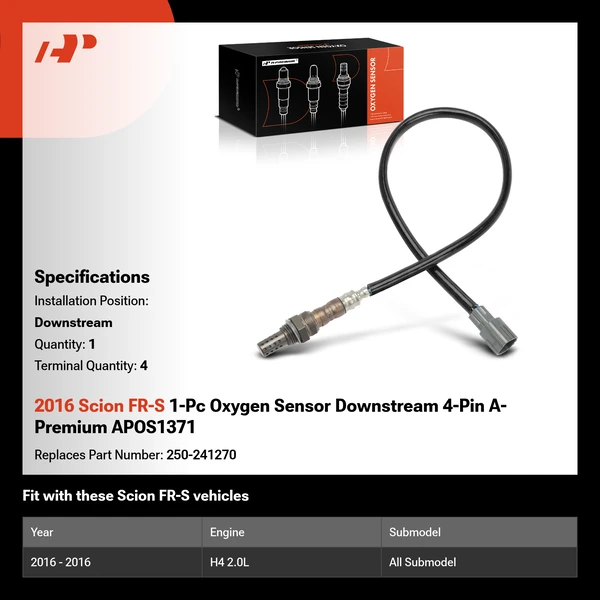 2016 Scion FR-S 1-Pc Oxygen Sensor Downstream 4-Pin A-Premium APOS1371