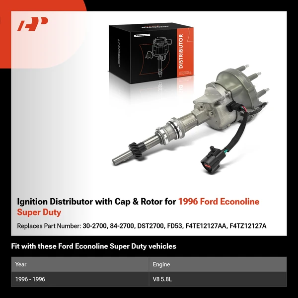Ignition Distributor with Cap & Rotor for 1996 Ford Econoline Super Duty