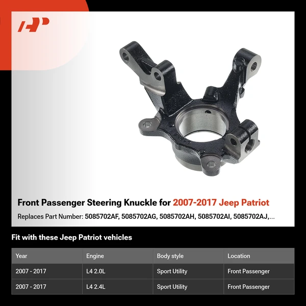 Front Passenger Steering Knuckle for 2007-2017 Jeep Patriot