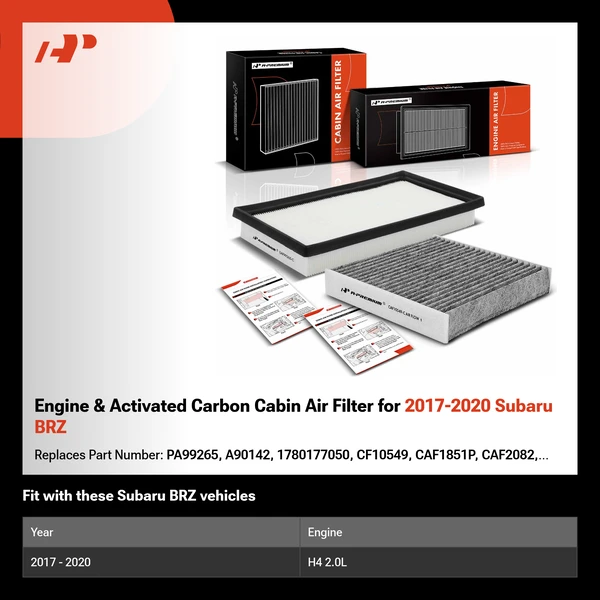 Engine & Activated Carbon Cabin Air Filter for 2017-2020 Subaru BRZ