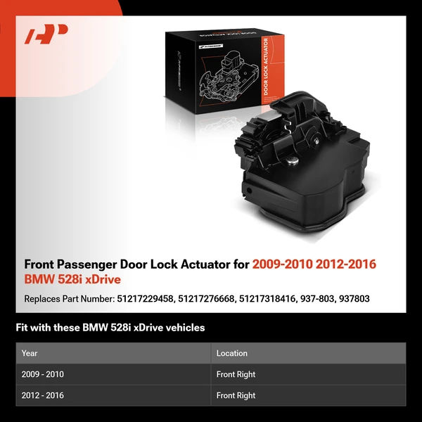 Front Passenger Door Lock Actuator for 2009-2010 2012-2016 BMW 528i xDrive