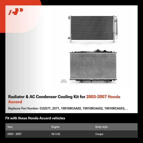 Radiator & AC Condenser Cooling Kit for 2003-2007 Honda Accord
