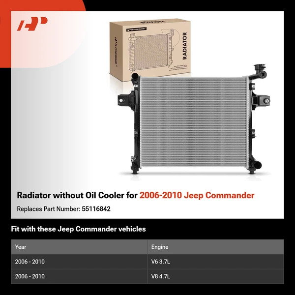 Radiator without Oil Cooler for 2006-2010 Jeep Commander