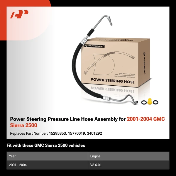 Power Steering Pressure Line Hose Assembly for 2001-2004 GMC Sierra 2500