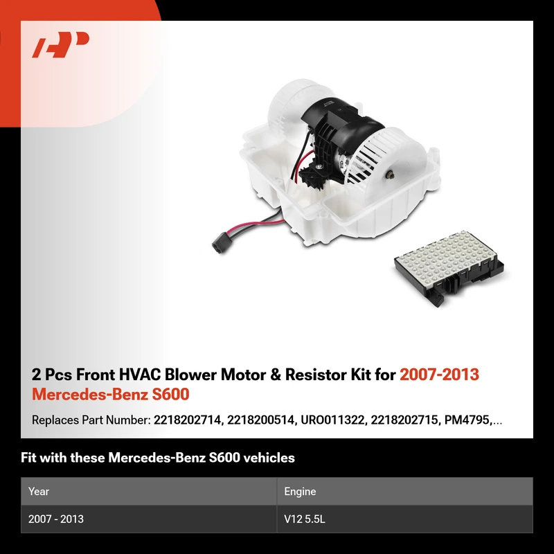 2 Pcs Front HVAC Blower Motor & Resistor Kit for 2007-2013 Mercedes-Benz S600