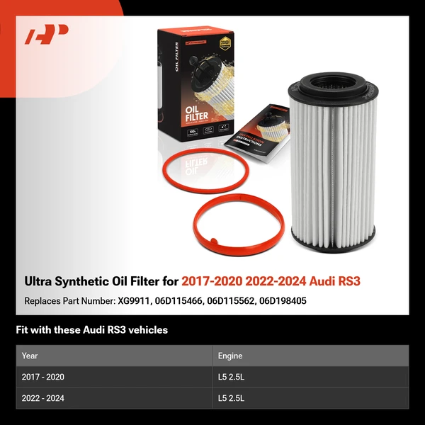 Ultra Synthetic Oil Filter for 2017-2020 2022-2024 Audi RS3