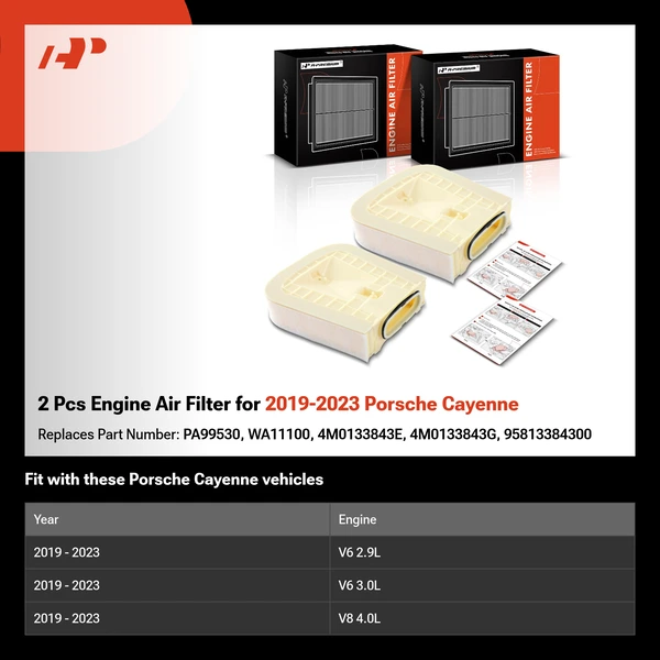 2 Pcs Engine Air Filter for 2019-2023 Porsche Cayenne