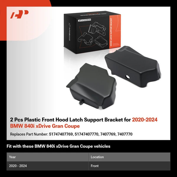 2 Pcs Plastic Front Hood Latch Support Bracket for 2020-2024 BMW 840i xDrive Gran Coupe