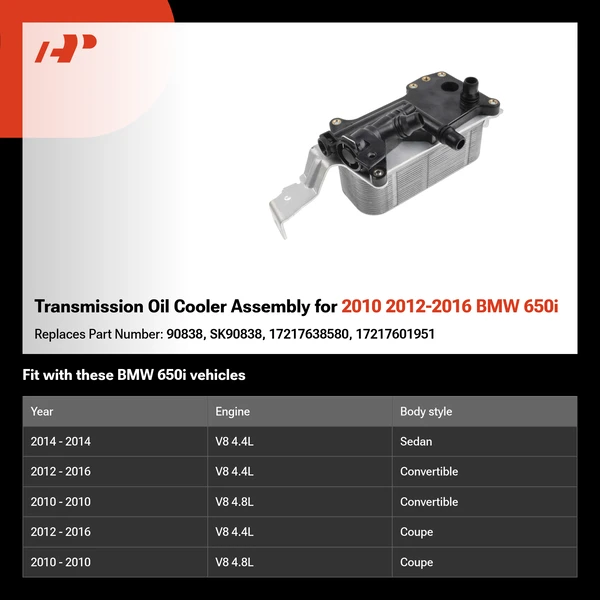 Transmission Oil Cooler Assembly for 2010 2012-2016 BMW 650i