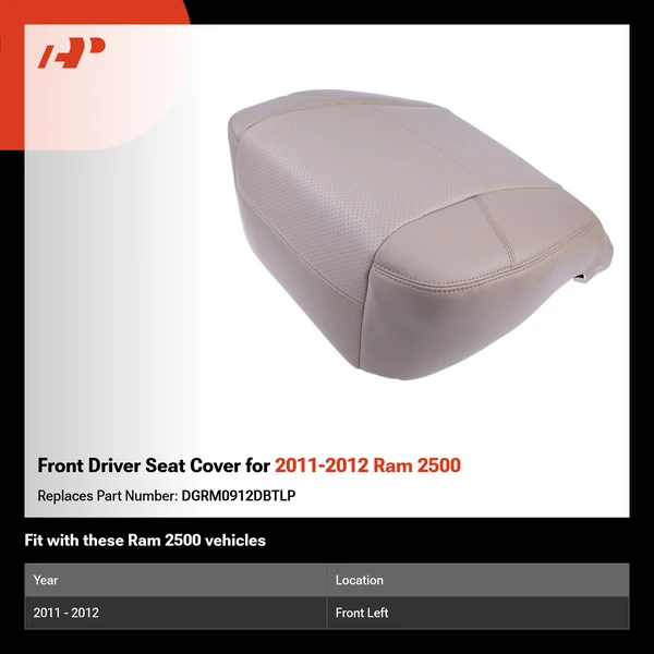Front Driver Seat Cover for 2011-2012 Ram 2500