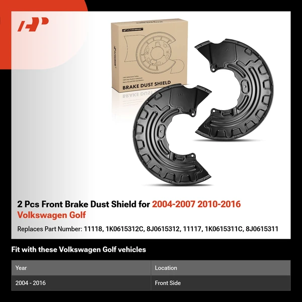 2 Pcs Front Brake Dust Shield for 2004-2007 2010-2016 Volkswagen Golf