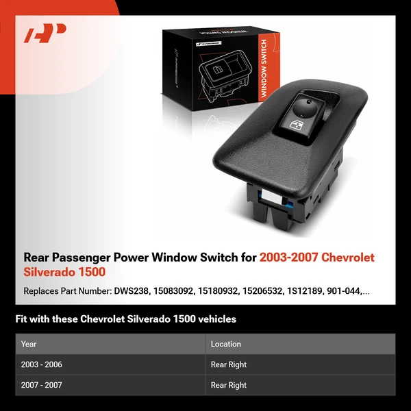 Rear Passenger Power Window Switch for 2003-2007 Chevrolet Silverado 1500