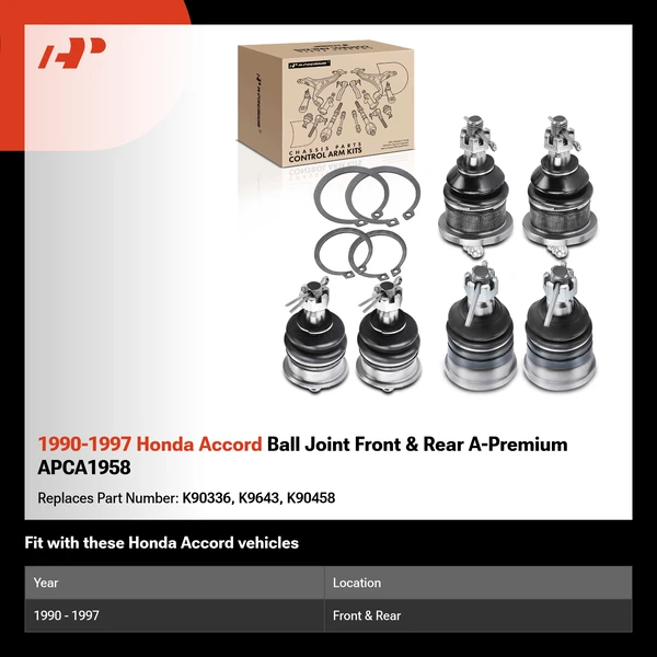 1990-1997 Honda Accord Ball Joint Front & Rear A-Premium APCA1958