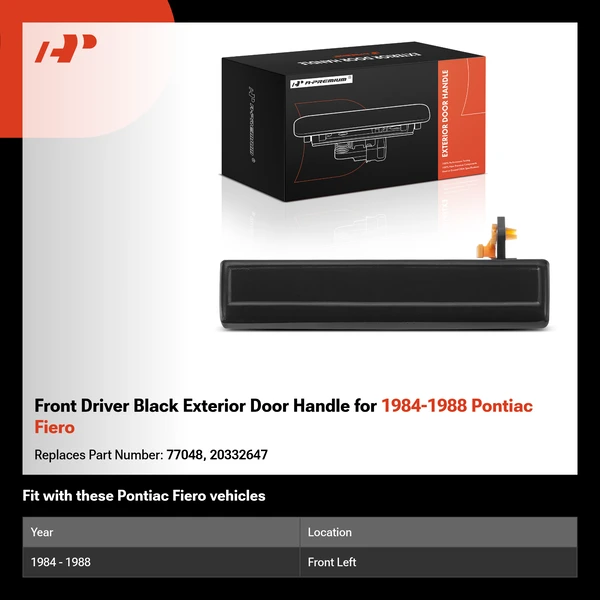 Front Driver Black Exterior Door Handle for 1984-1988 Pontiac Fiero