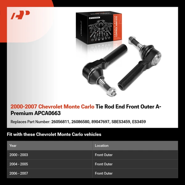 2000-2007 Chevrolet Monte Carlo Tie Rod End Front Outer A-Premium APCA0663
