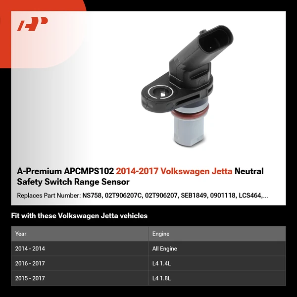 A-Premium APCMPS102 2014-2017 Volkswagen Jetta Neutral Safety Switch Range Sensor