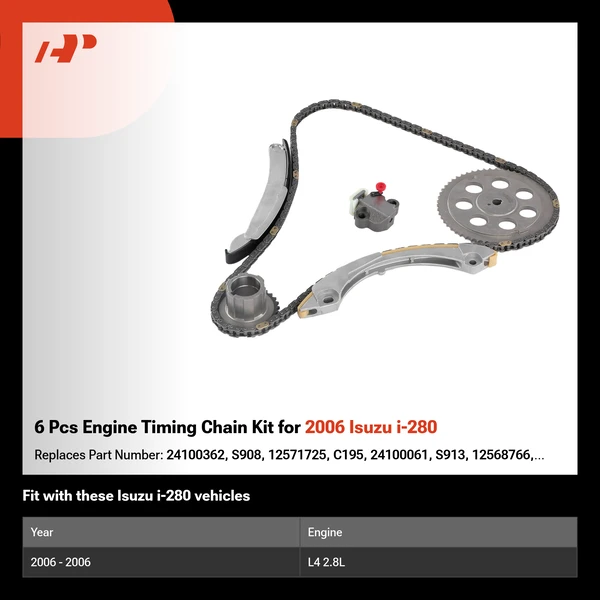 6 Pcs Engine Timing Chain Kit for 2006 Isuzu i-280
