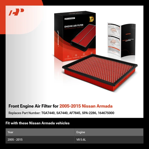 Front Engine Air Filter for 2005-2015 Nissan Armada