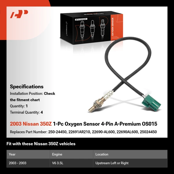 2003 Nissan 350Z 1-Pc Oxygen Sensor 4-Pin A-Premium OS015