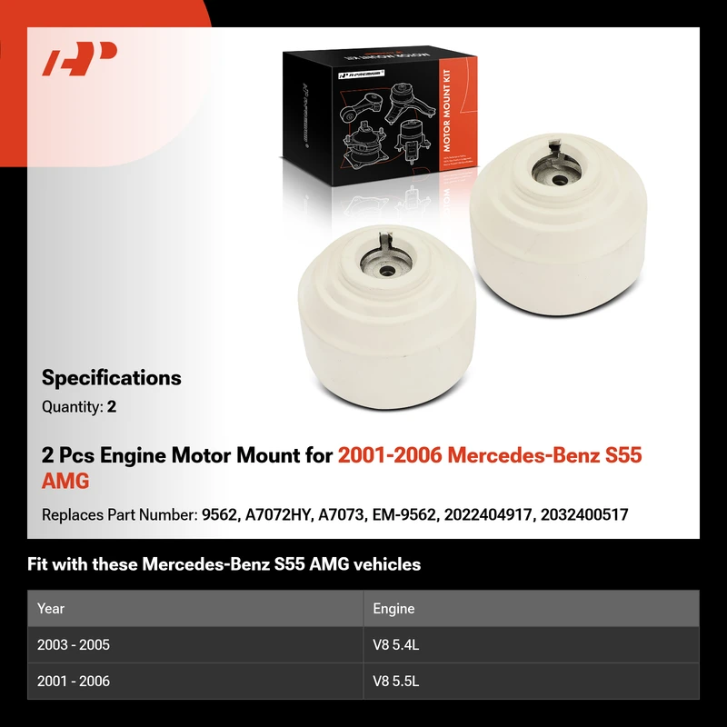2 Pcs Engine Motor Mount for 2001-2006 Mercedes-Benz S55 AMG