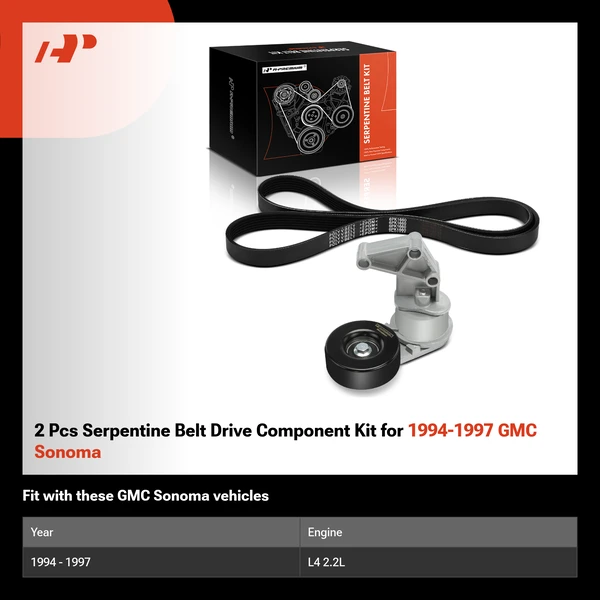 2 Pcs Serpentine Belt Drive Component Kit for 1994-1997 GMC Sonoma