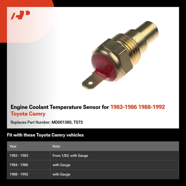 Engine Coolant Temperature Sensor for 1983-1986 1988-1992 Toyota Camry